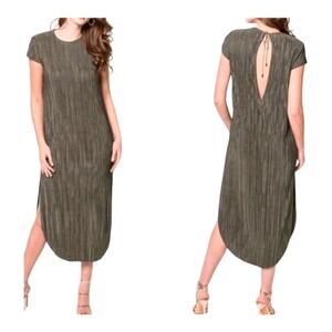 Anthropologie Sabina Musayev Green Renaissance Crepe Satin Midi Dress Size Small